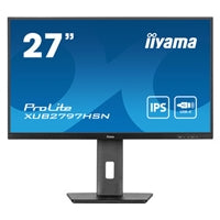 iiyama ProLite XUB2797HSN-B1 27 Inch Full HD IPS Monitor, Matte Black, USB-C Dock, RJ45, 100 Hz, 1x HDMI, 1x DisplayPort, 4x USB Hub, Speakers, Height Adjust, Pivot, VESA