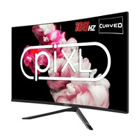 piXL CM27GF6D 27 Inch Curved Frameless Monitor, 165Hz, 6ms Response Time, HDR, Frameless, 1920x1080 Full HD, HDMIx2, Display Port, Black, VESA Mount