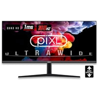 piXL 34-inch UWQHD UltraWide 165Hz Gaming Monitor with 100% sRGB Colour Gamut, Quad HD 3440 x 1440 IPS Panel & 1ms Response Time, 3 Year Warranty & Speakers