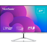 Viewsonic VX2776-SMH 27 Inch IPS Frameless Monitor, Full HD, 100Hz, 4ms, VGA, 2xHDMI, Int PSU, VESA, Chrome Stand, Speakers