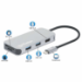 Manhattan USB-C Dock/Hub with Card Reader, Ports (x6): Ethernet, HDMI, USB-A (x3) and USB-C, With Power Delivery (100W) to USB-C Port (Note additional USB-C wall charger and USB-C cable needed), Universal for all devices, Cable 15cm, Aluminium, Silver