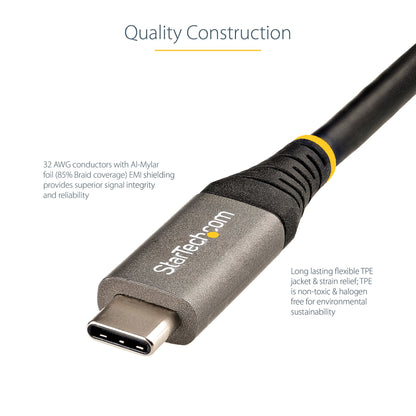 StarTech.com 1.6ft (50cm) USB-C Cable, USB 10Gbps, 100W (5A) Power Delivery, 8K 60Hz / 4K 144Hz DP Alt Mode, Thunderbolt Compatible