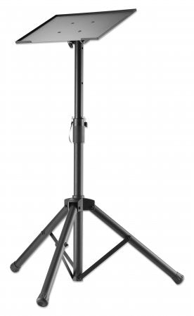 Manhattan Tripod Floor Mount for TV/Monitor/Projector/Laptop, For screens: 13" to 32", VESA compatibility: 75x75 and 100x100mm - check the dimensions of the four mounting holes on back of screen to ensure it fits, Max 15kg, Height Adjustable, Black, Brack