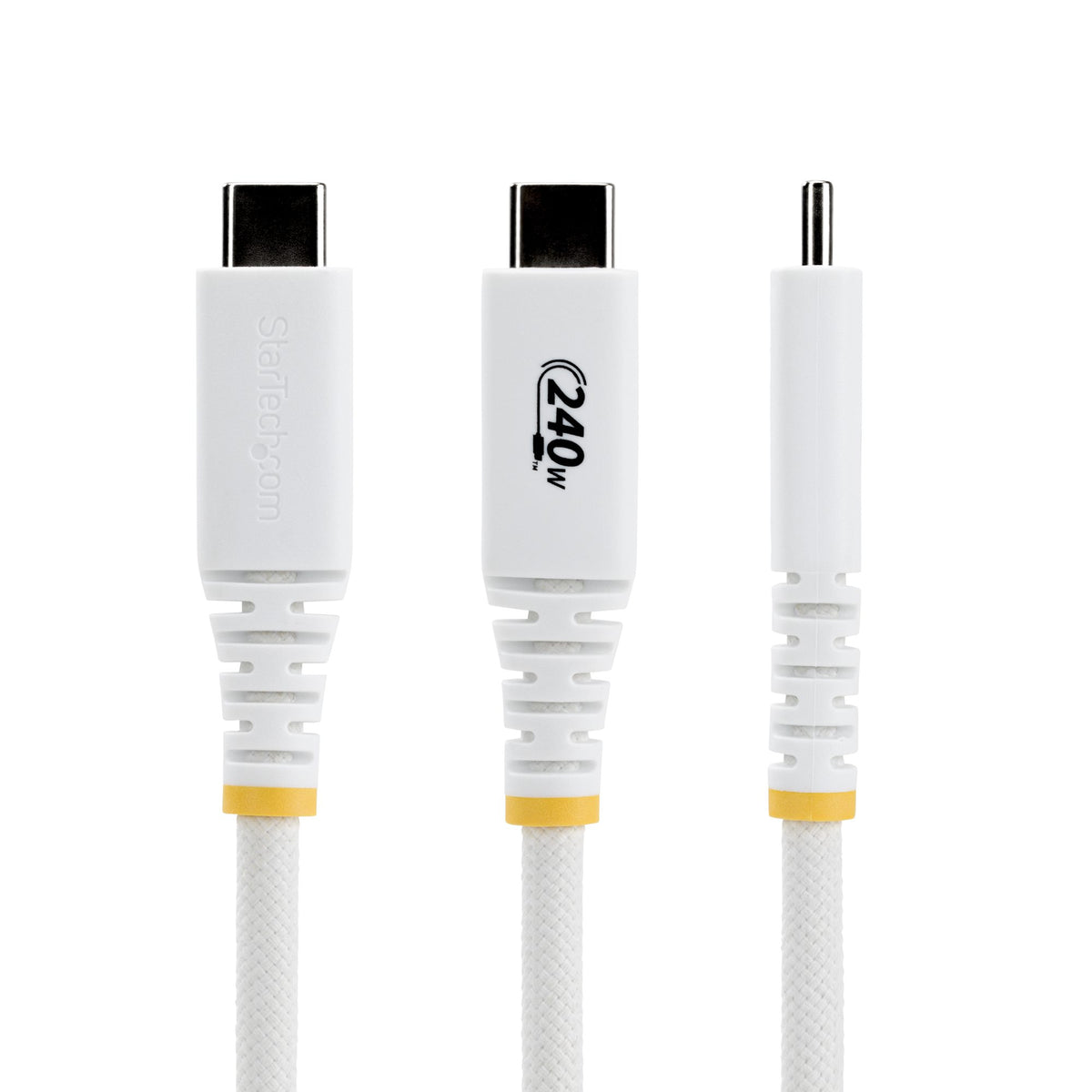 StarTech.com 3m (10ft) USB-C Charging Cable, Durable and Ultra-Flexible, 240W (5A) PD EPR, USB 2.0 Laptop Charger Cable, USB-IF Certified, Rugged USB-C Charging Cord - White