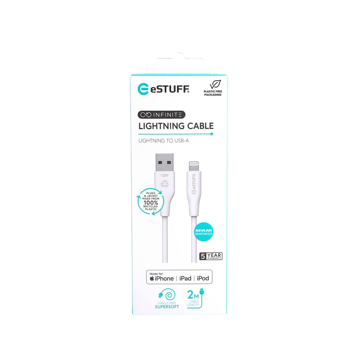 eSTUFF ES601270 lightning cable 2 m White
