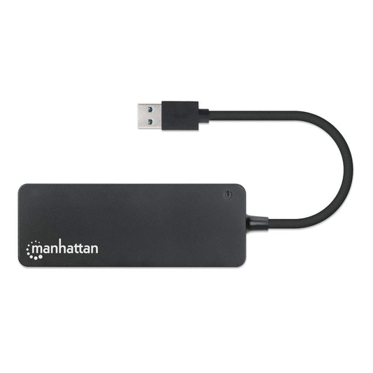 Manhattan USB-A 4-Port Hub, 4x USB-A Ports, 5 Gbps (USB 3.2 Gen1 aka USB 3.0), USB powered (no external power supply required), Equivalent to ST4300PBU3 & ST4300MINU3B
