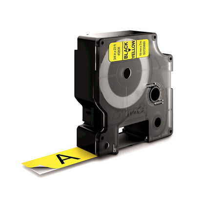 Dymo 45808/S0720880 DirectLabel-etikettes black on yellow 19mm x 7m for Dymo D1 6-19mm/24mm/400 Duo