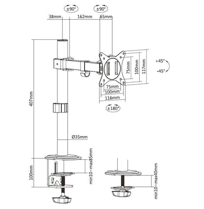Equip 17"-32" Articulating Monitor Desk Mount Bracket
