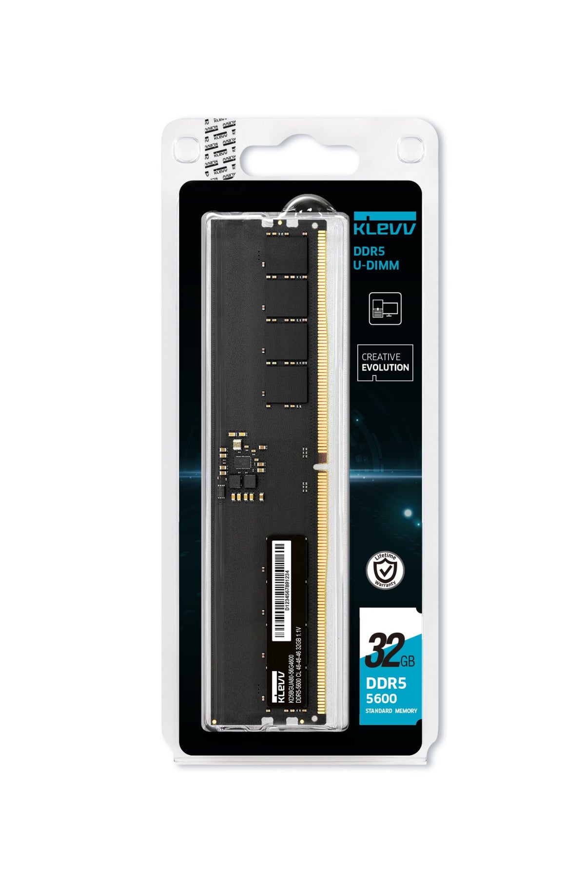 Klevv 32GB PC RAM MODULE DDR5 5600MT/s PC5-44800 UNBUFFERED NON-ECC 1.1V 2GX8 CL46