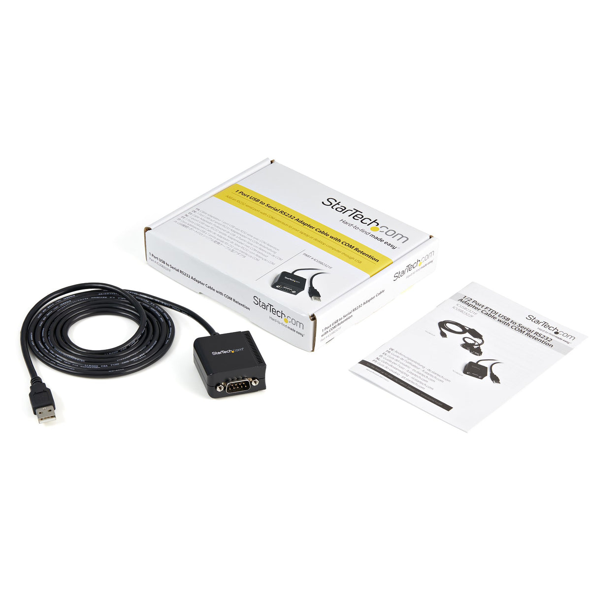 StarTech.com 6ft (1.8m) 1-Port FTDI USB to Serial RS232 Adapter Cable with COM Retention, USB to RS232 Adapter - TAA