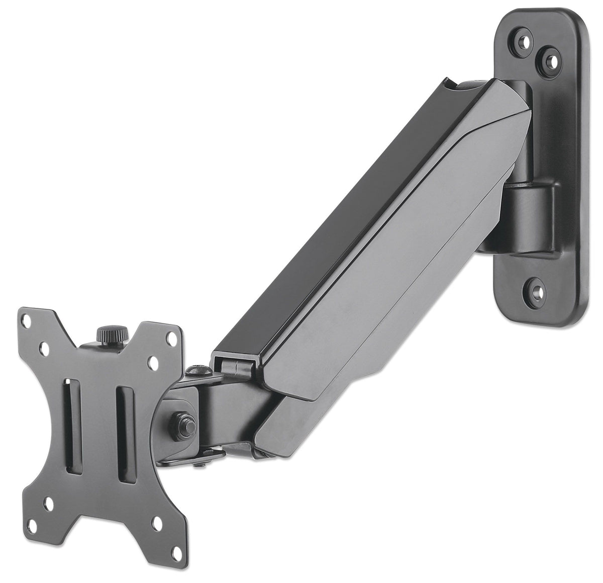 Manhattan Wall Mount for TV & Monitors (Spring Arm 2 pivots), For screens 17" to 32", VESA compatibility: 75x75mm and 100x100mm - check the dimensions of the four mounting holes on back of screen to ensure it fits, Max 8kg, Black, Bracket, Lifetime Warran