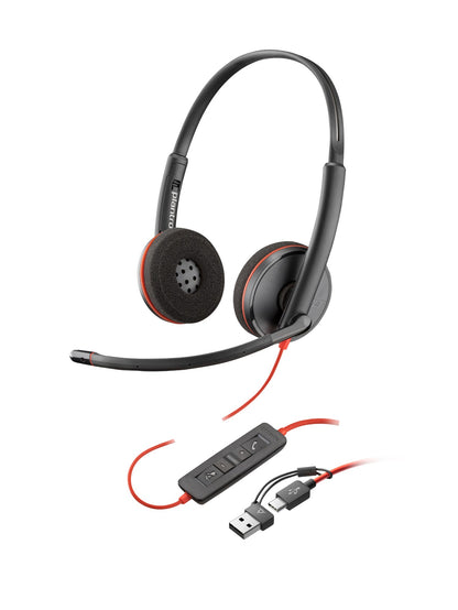 HP Poly Blackwire 3220 Stereo USB-C Black Headset +USB-C/A Adapter (Bulk)