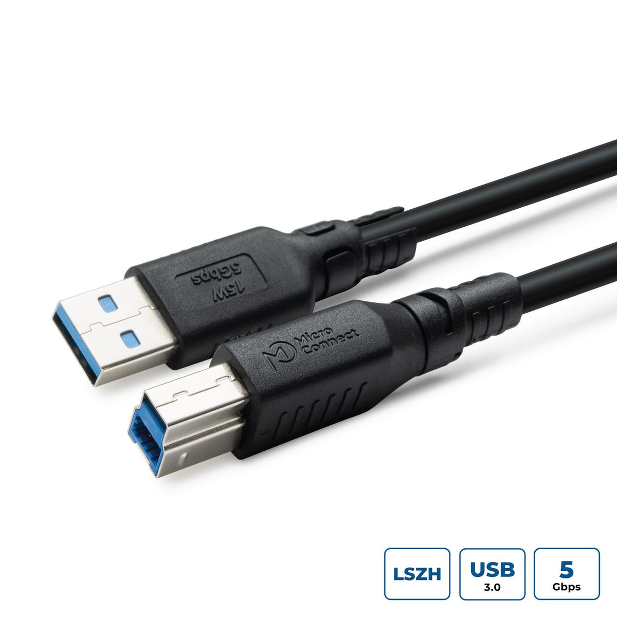 Microconnect USB3.0AB1B-LSZH USB cable USB 3.2 Gen 1 (3.1 Gen 1) 1 m USB A USB B Black