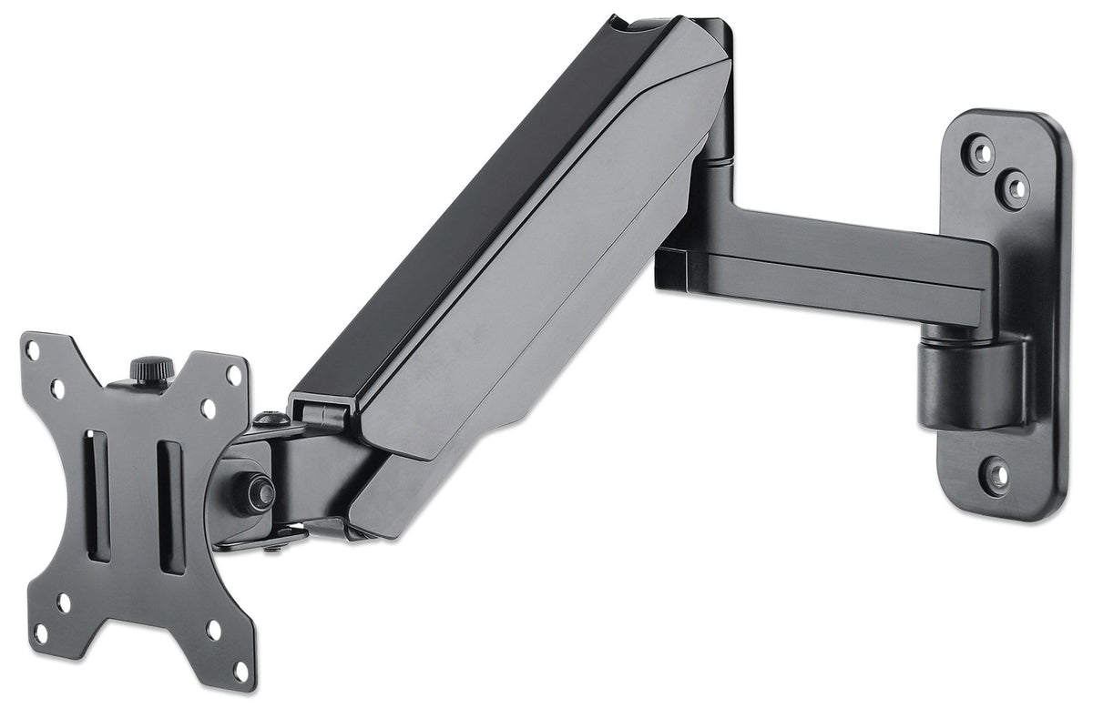 Manhattan Wall Mount for TV & Monitors (Spring Arm 3 pivots), For screens 17" to 32", VESA compatibility: 75x75mm and 100x100mm - check the dimensions of the four mounting holes on back of screen to ensure it fits, Max 8kg, Black, Bracket, Lifetime Warran