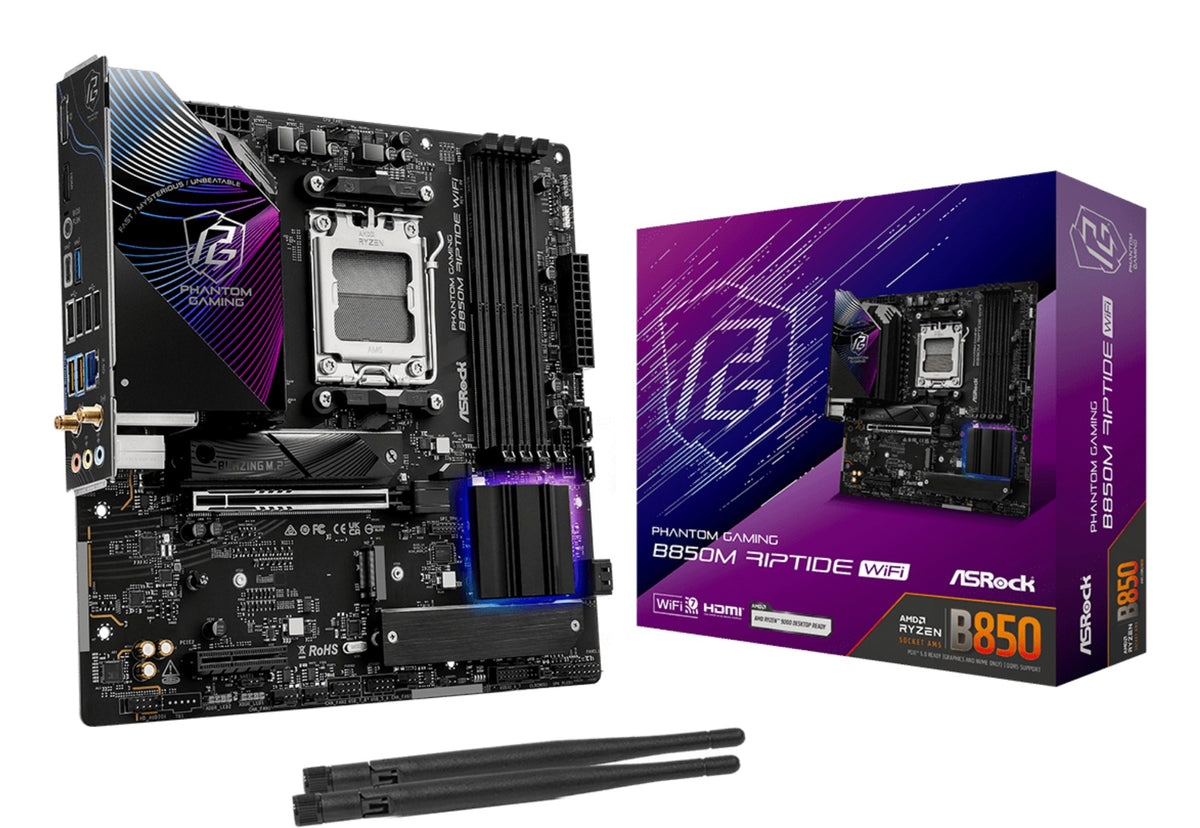 Asrock Phantom Gaming B850M Riptide WiFi AMD B850 Socket AM5 micro ATX