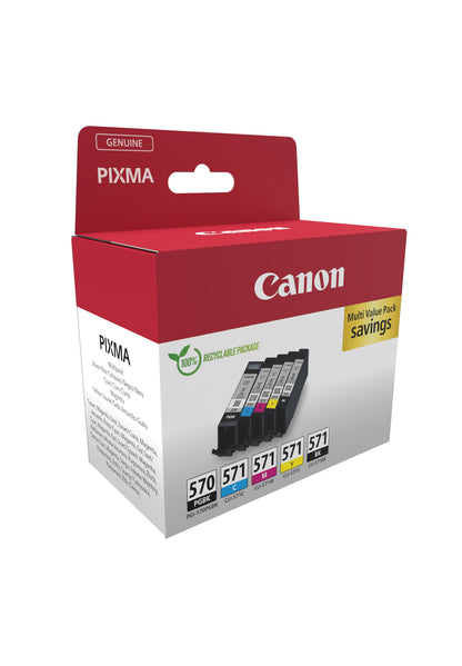 Canon 0372C006/PGI-570CLI-571 Ink cartridge multi pack 1xPGI BK + 1xCLI Bk,C,M,Y 15ml + 4x7ml Pack=5 for Canon Pixma MG 5750/7750