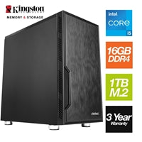 Intel i5 12400 6 Core 12 Thread 2.50GHz (4.40GHz Boost), 16GB Kingston RAM, 1TB Kingston NVMe M.2, WiFi 6 + BT 5.2 - Antec VSK Chassis - Pre-Built PC