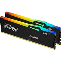 Kingston FURY Beast KF560C30BBEAK2-64 64GB (2x 32GB) DIMM System Memory, 6000MHz, DDR5, CL30, Black, RGB, Intel XMP, AMD EXPO