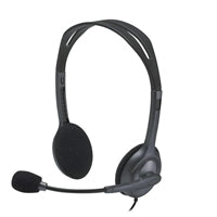 Logitech H111 Wired Headset, Stereo Sound, 3.5mm Audio Jack, Noise-Cancelling Microphone, Black