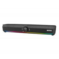 Marvo Scorpion SG-286 Bluetooth 5.3 Soundbar, Stereo Sound, USB Powered, Connect Wired, USB or Bluetooth, 7 Colour RGB Lighting, Volume Control, Black