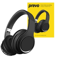 Prevo A6-ANC Active Noise Cancelling (ANC) Wireless Headphones with Bluetooth 5.4, True Wireless Stereo (TWS) Sound, Automatic Pairing & Handsfree Calls, with Case & Charging Cable