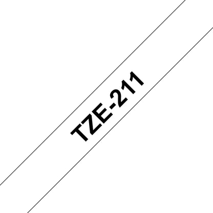 Brother TZE-211 DirectLabel black on white Laminat 6mm x 8m for Brother P-Touch TZ 3.5-18mm/6-12mm/6-18mm/6-24mm/6-36mm