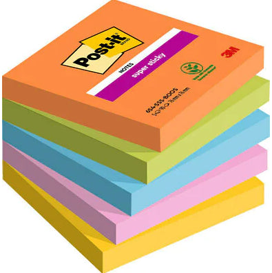 Post-It 7100258933 note paper Square Blue, Green, Orange, Pink, Yellow 90 sheets Self-adhesive