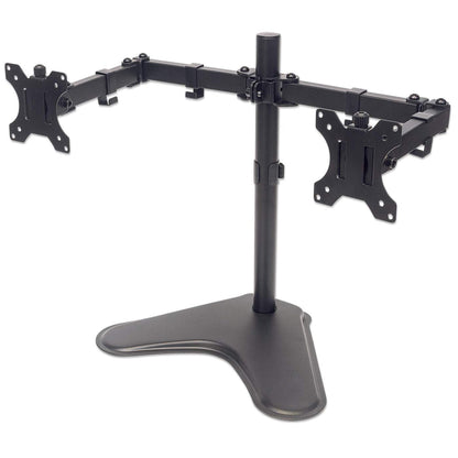 Manhattan Dual Desk Mount for TV & Monitors (Full Motion), Stand Assembly, For screens: 10-27", VESA compatibility: 75x75 and 100x100mm - check the dimensions of the four mounting holes on back of screen to ensure it fits, Max 8kg (each), Black, Bracket