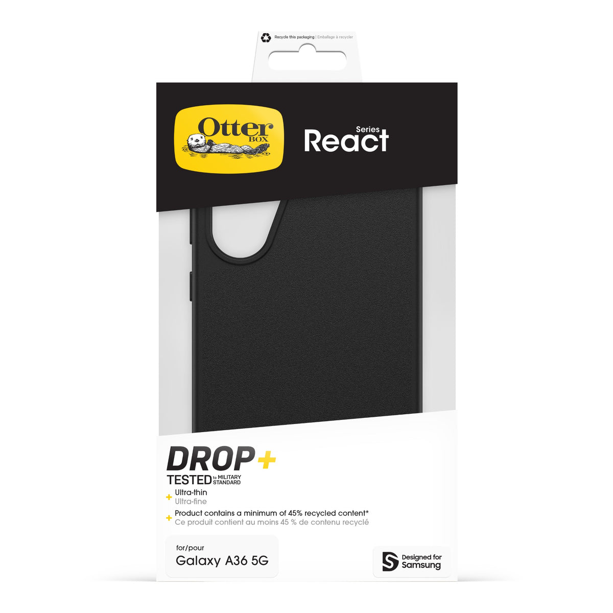 OtterBox React Series for Samsung Galaxy A36 5G, black