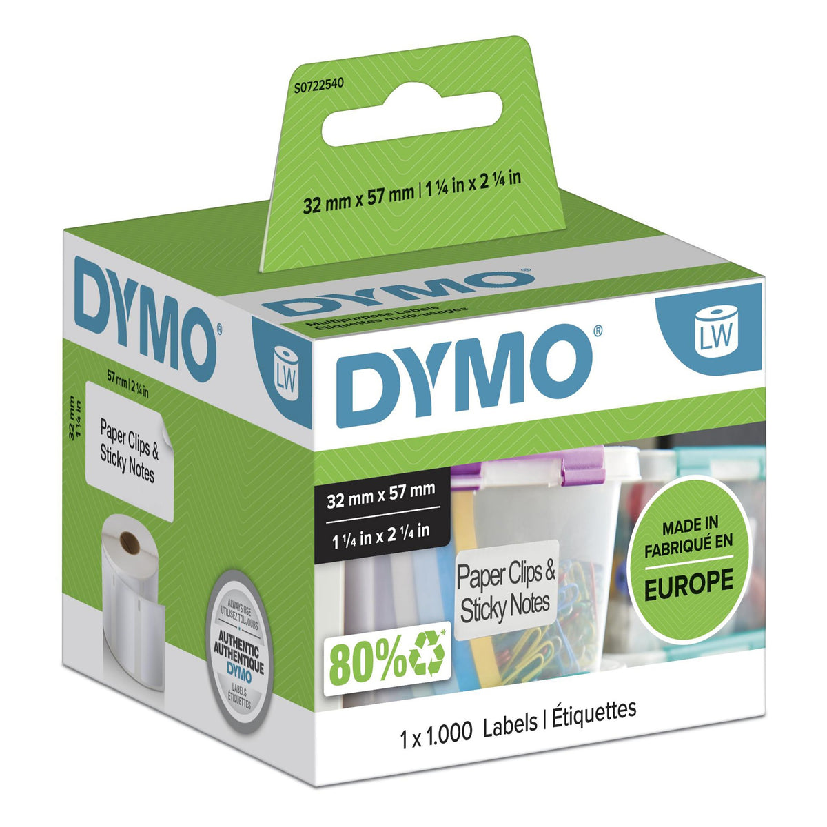 Dymo 11354/S0722540 DirectLabel-etikettes 57mm x32mm for Dymo LW 550 60mm/400 Duo/60mm