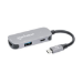 Manhattan USB-C Dock/Hub, Ports (x3): HDMI, USB-A and USB-C, with Power Delivery (PD) 100W- requires external USB-C charger (not included). USB powered (no external power supply required) when PD is not in use, Aluminium