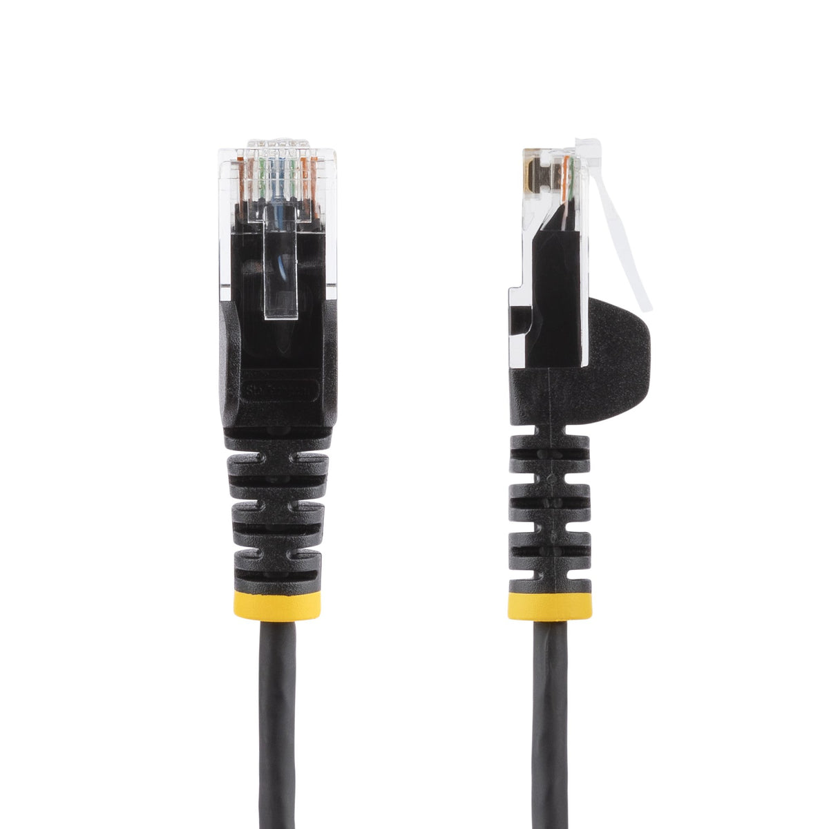 StarTech.com 25cm Black Slim CAT6 Ethernet Cable, Snagless, 100W PoE, UTP, LSZH, 28AWG Pure Bare Copper Wire, Slim RJ45 Network Patch Cord w/Strain Reliefs, Individually Tested