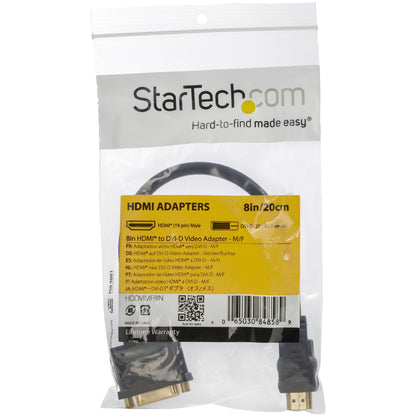 StarTech.com 8in (20cm) HDMI to DVI-D Video Cable Adapter - HDMI Male to DVI Female