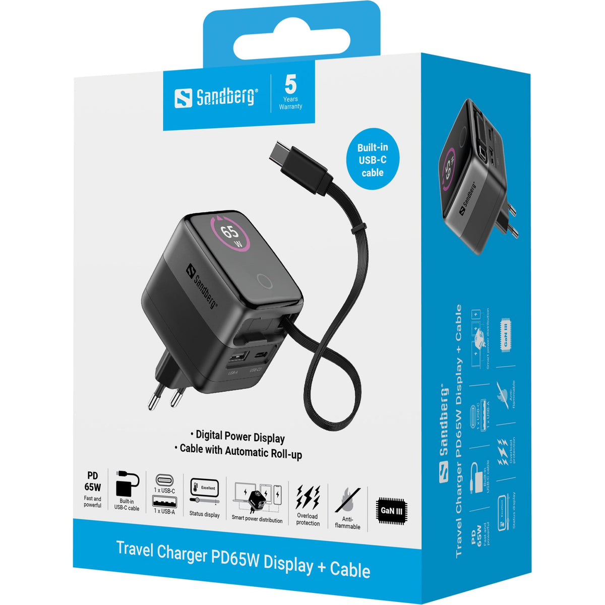 Sandberg Charger PD65W Display + Cable