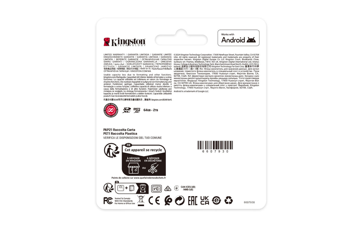 Kingston Technology 64GB microSDXC Canvas Select Plus Gen3 100MB/s A1 Card + Adapter