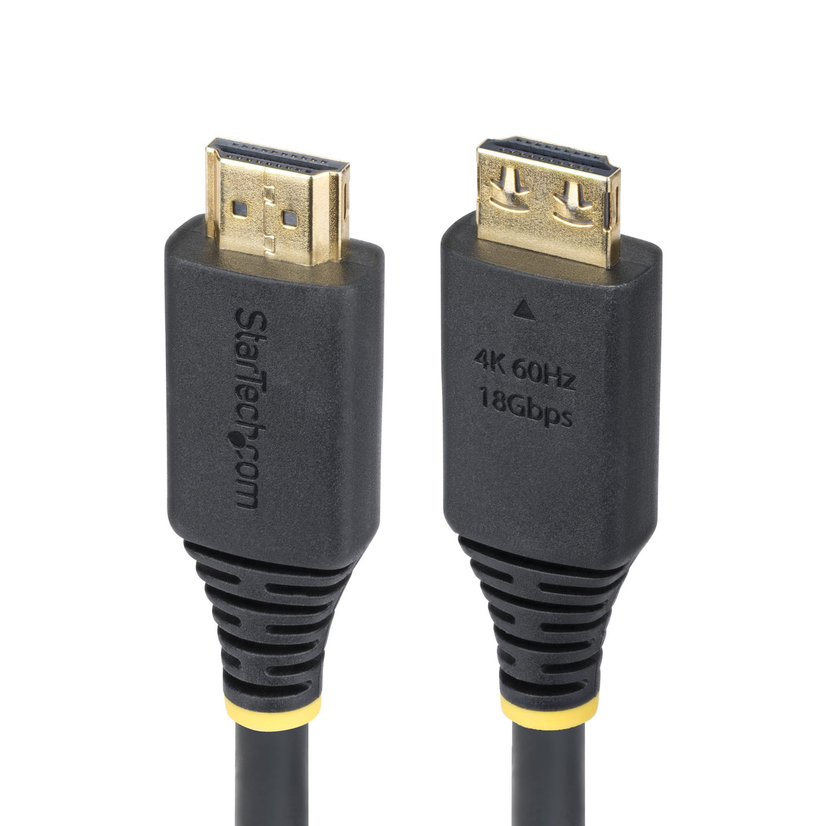 StarTech.com 50cm (1.6ft) High Speed HDMI Cable with Gripping Connectors, 4K 60Hz/1440p 144Hz, HDR10/HDCP 2.2/ARC, 18Gbps, UHD HDMI Cord for TV/Monitor/Display, TPE Jacket