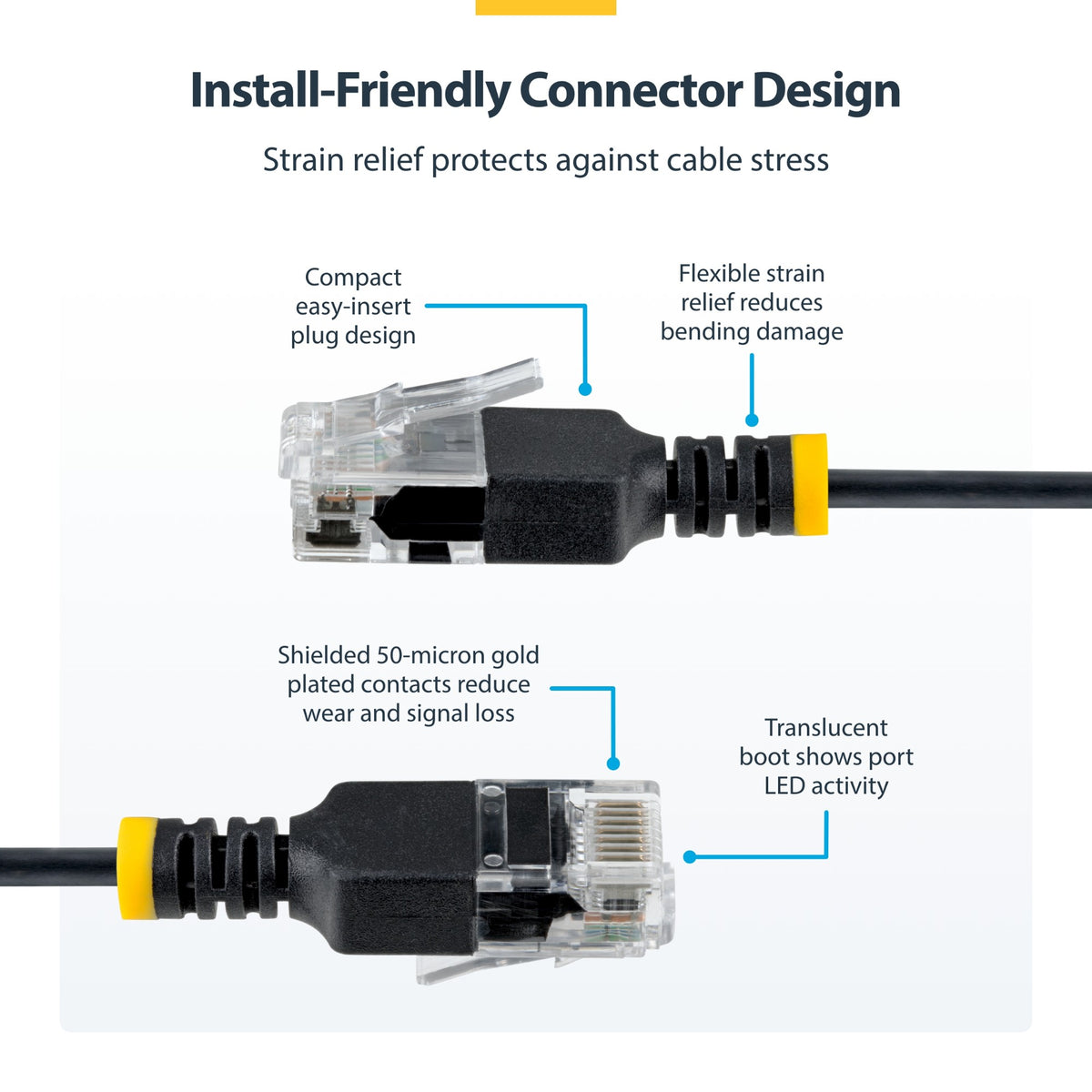 StarTech.com 2m Black Ultra Slim Cat6A Ethernet Cable, UTP, Pure Bare Copper Wire, 34AWG Slim RJ45 Network Patch Cord, Individually Tested