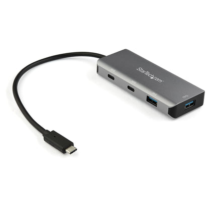 StarTech.com 4 Port USB C Hub w/ 2x USB A & 2x USB C - SuperSpeed 10Gbps USB Type-C 3.2 Gen 2 Hub - USB Bus Powered - Portable USB-C to USB Adapter Hub - Aluminum - 9.8" (25cm) Cable - TAA